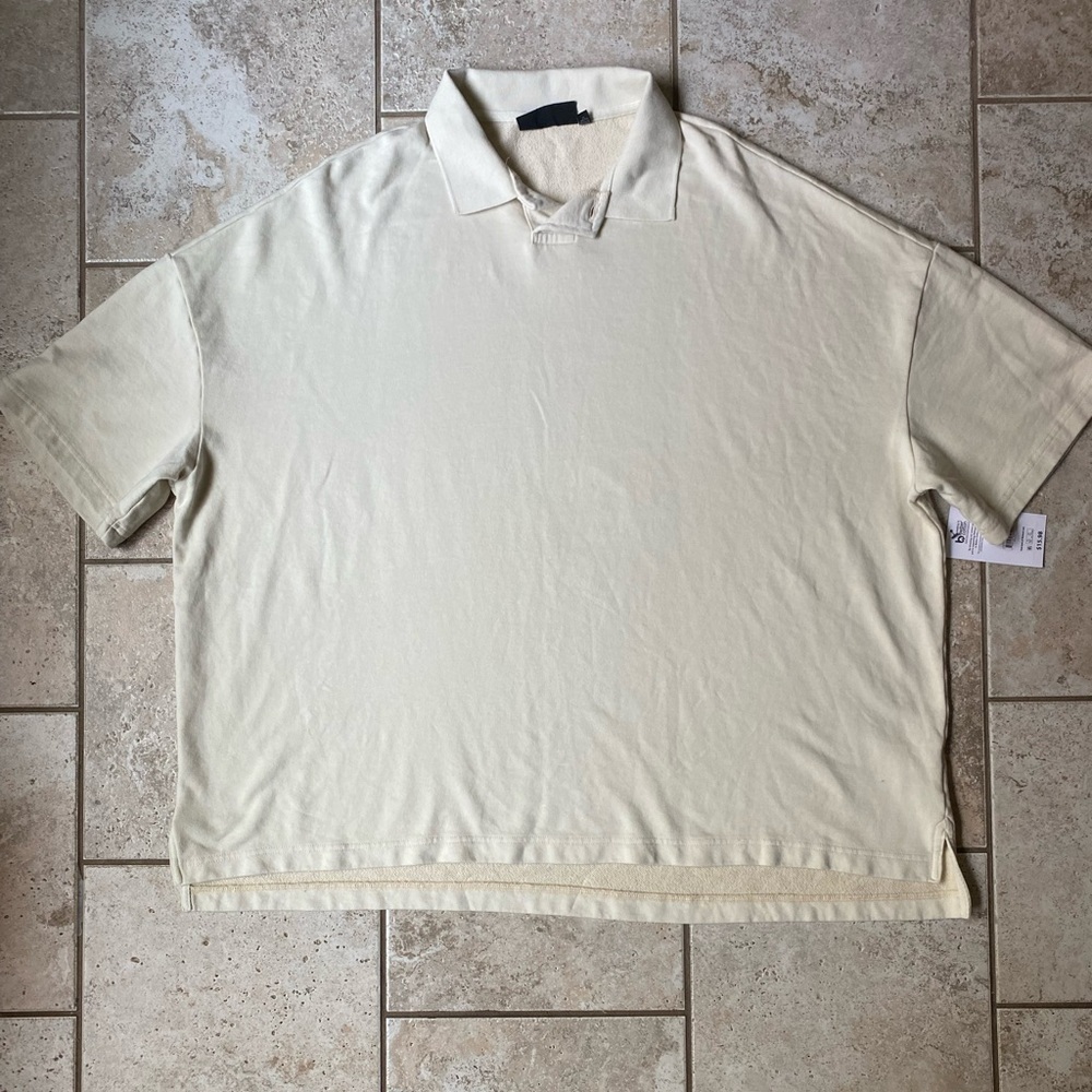No Boundaries Men’s Oversized Short Sleeve French Terry Polo Shirt Size XL, NWT